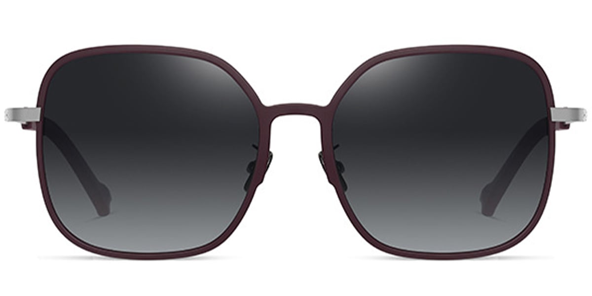 Titanium Square Sunglasses wine_red+gradient_grey_polarized