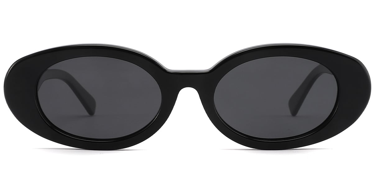 Acetate Oval Sunglasses bright_black+dark_grey_polarized