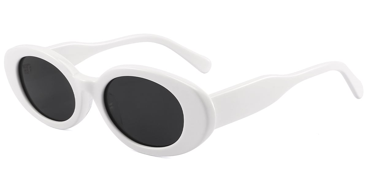 Acetate Oval Sunglasses white+dark_grey_polarized