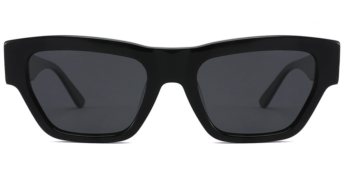 Acetate Square Sunglasses black+dark_grey_polarized