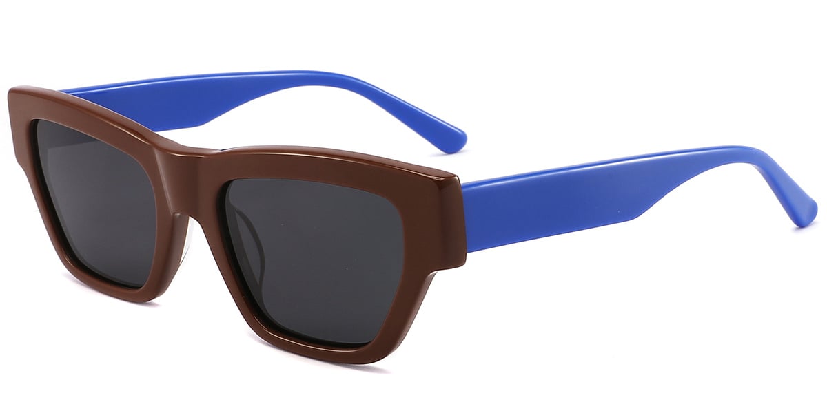 Acetate Square Sunglasses brown+dark_grey_polarized