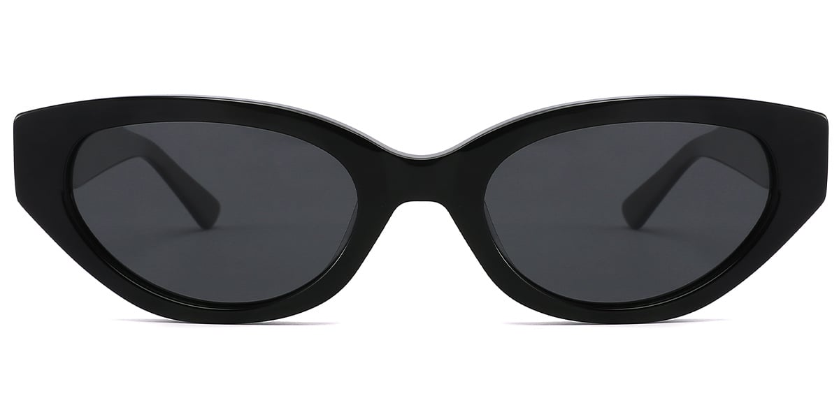 Acetate Geometric Sunglasses bright_black+dark_grey_polarized