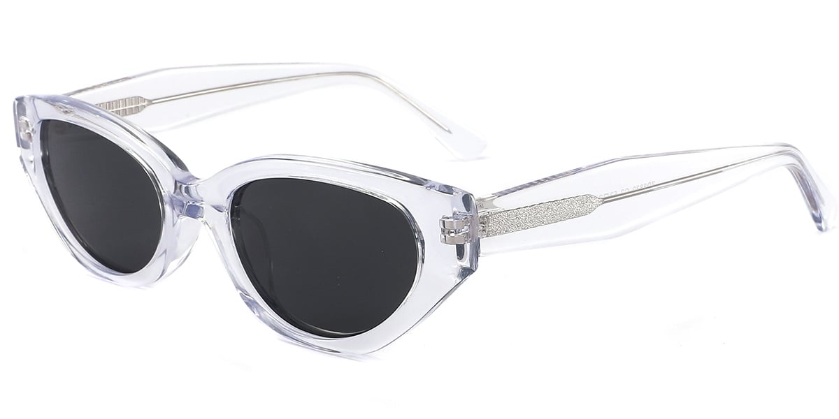 Acetate Geometric Sunglasses translucent+dark_grey_polarized