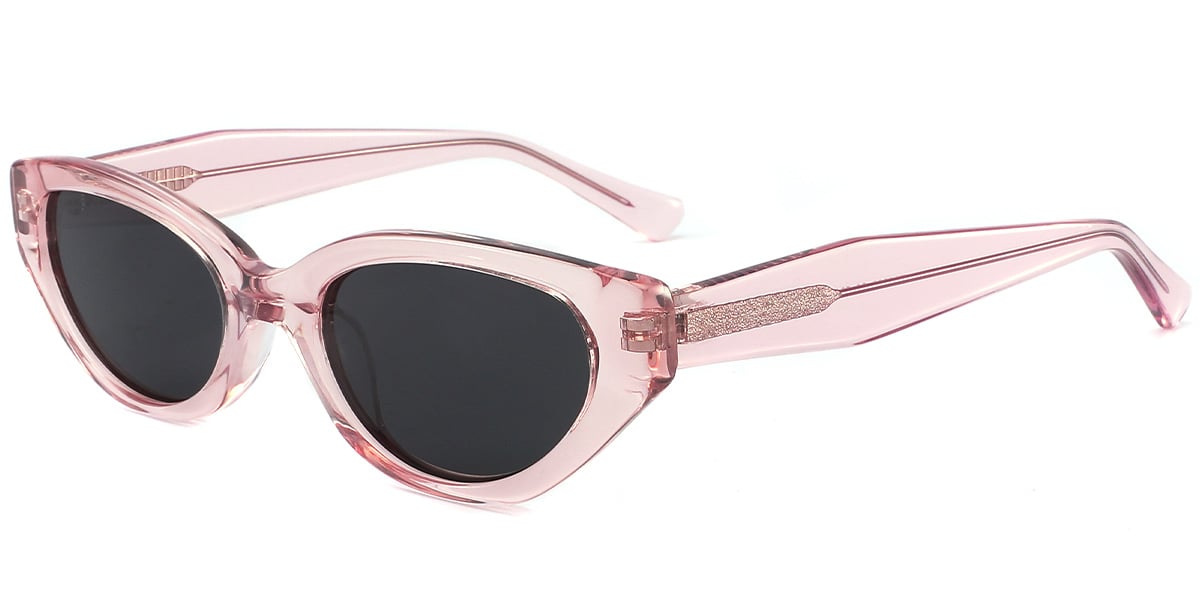 Acetate Geometric Sunglasses translucent-pink+dark_grey_polarized