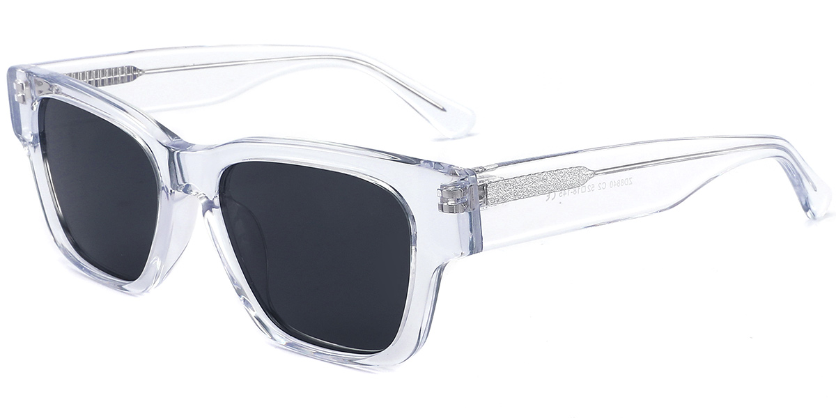 Acetate Square Sunglasses translucent+dark_grey_polarized