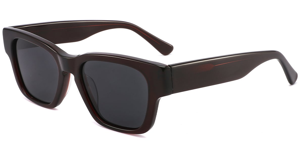 Acetate Square Sunglasses brown+dark_grey_polarized