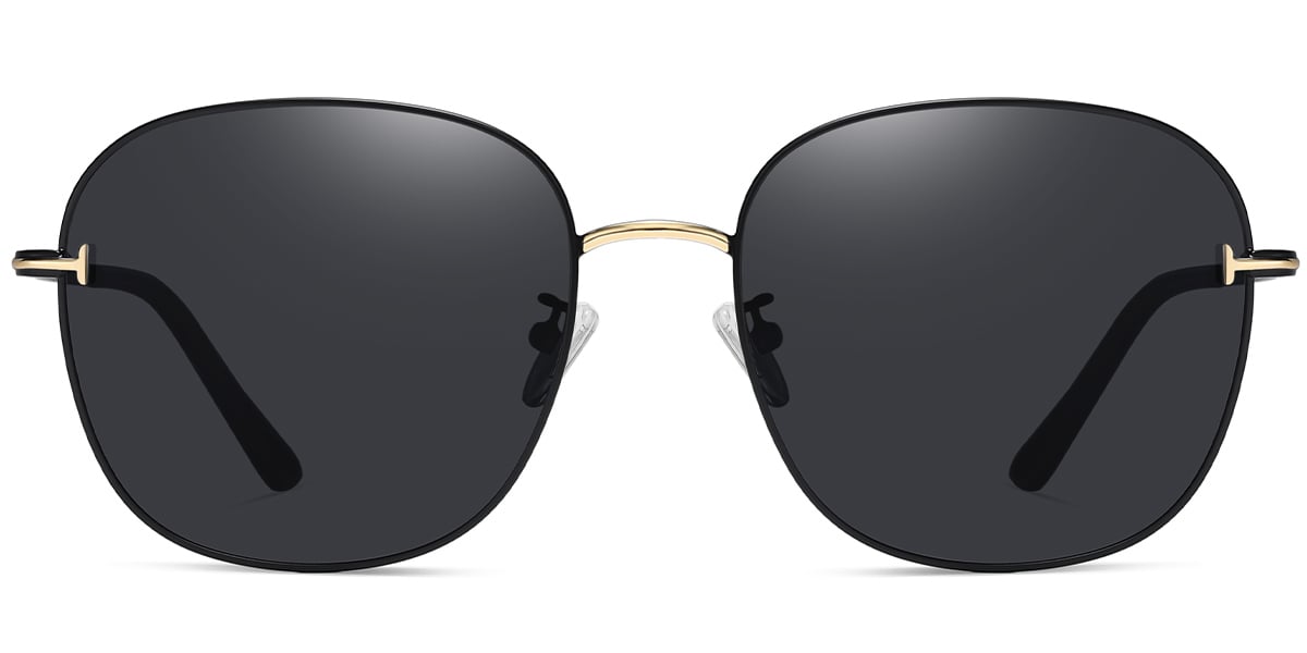 Square Sunglasses black-gold+dark_grey_polarized