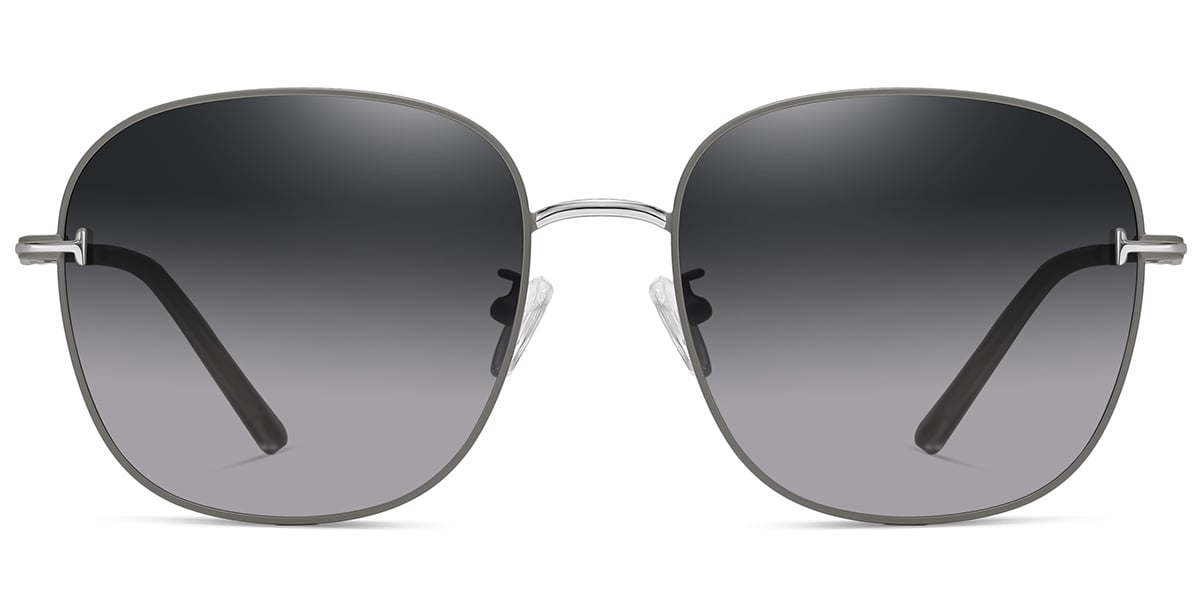 Square Sunglasses silver-grey+gradient_grey_polarized