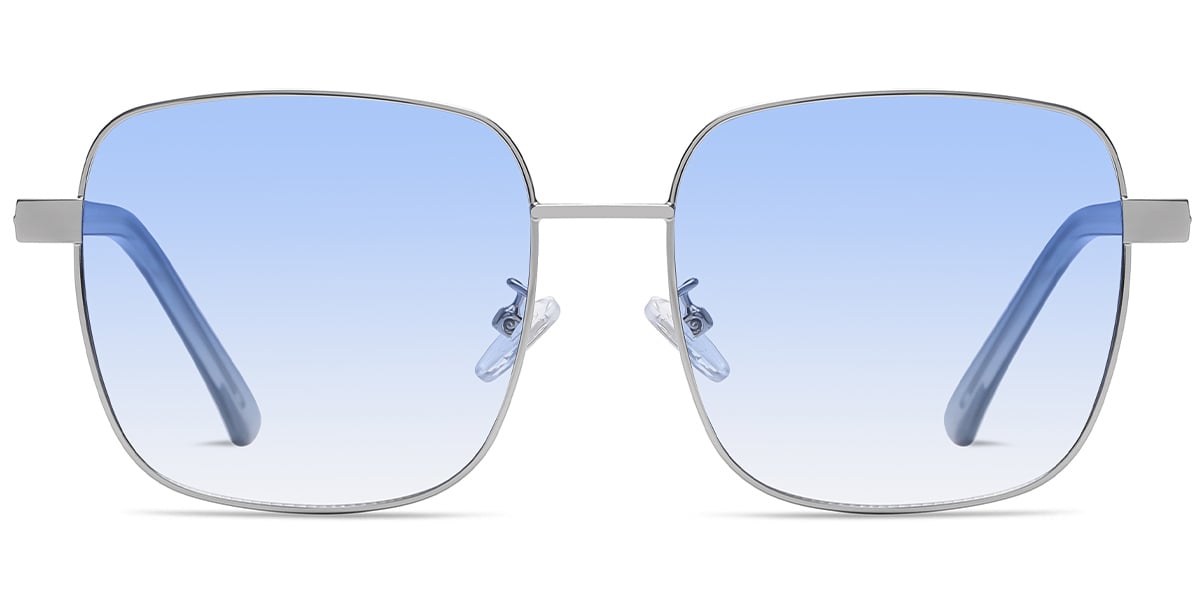 Square Sunglasses silver+gradient_blue_polarized