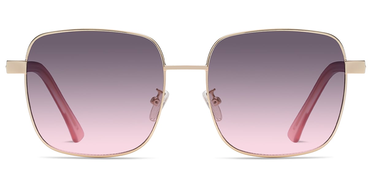 Square Sunglasses gold+grey-pink_polarized