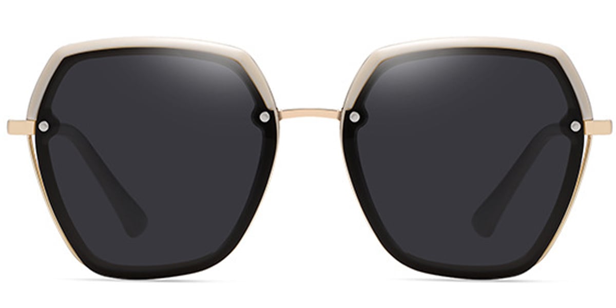 Geometric Sunglasses beige+dark_grey_polarized