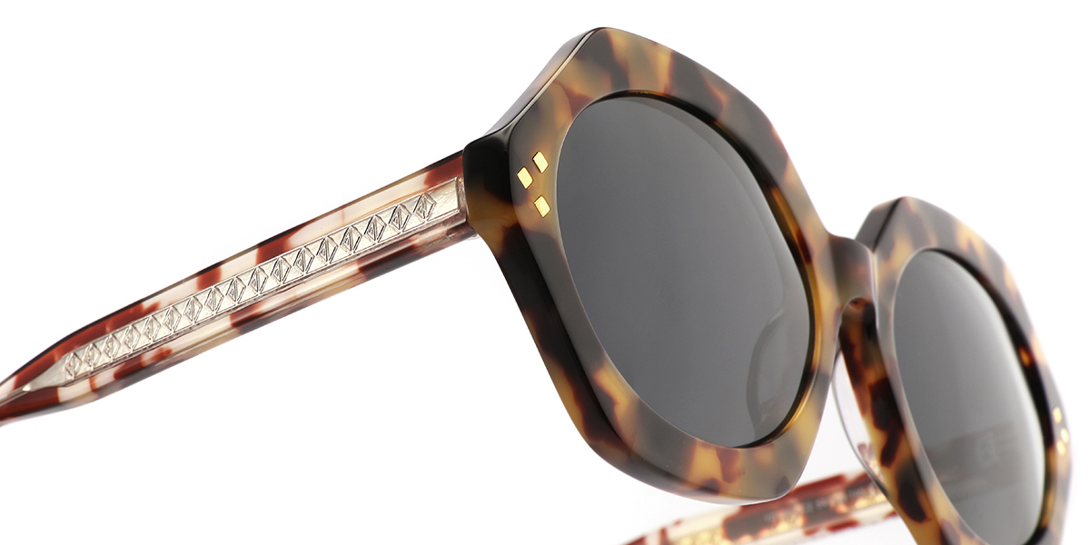 Acetate Geometric Sunglasses tortoiseshell+dark_grey_polarized