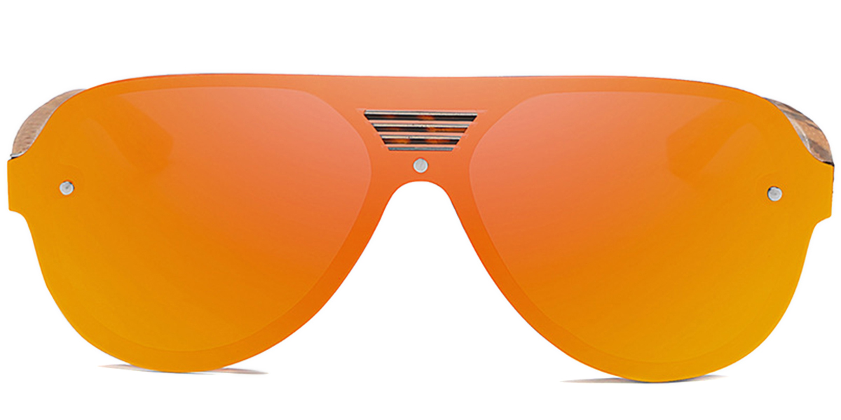 Aviator Sunglasses wood_texture+mirrored_orange_polarized