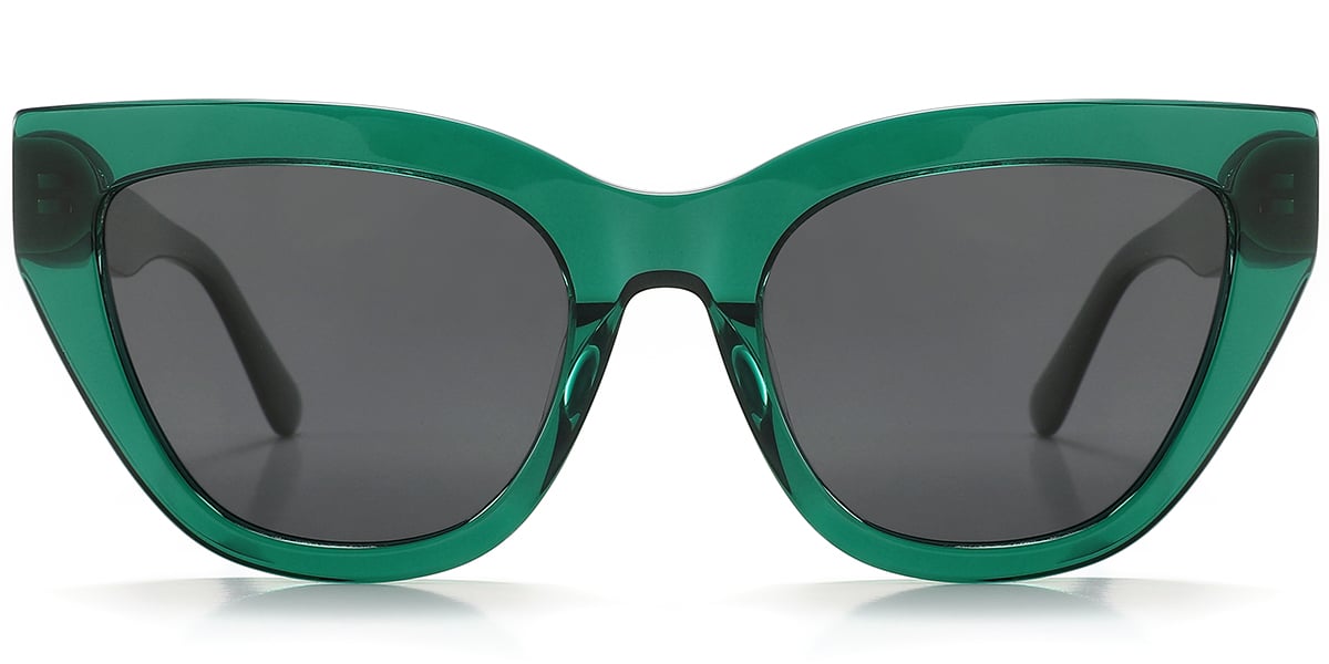 Acetate Square Sunglasses translucent-green+dark_grey_polarized