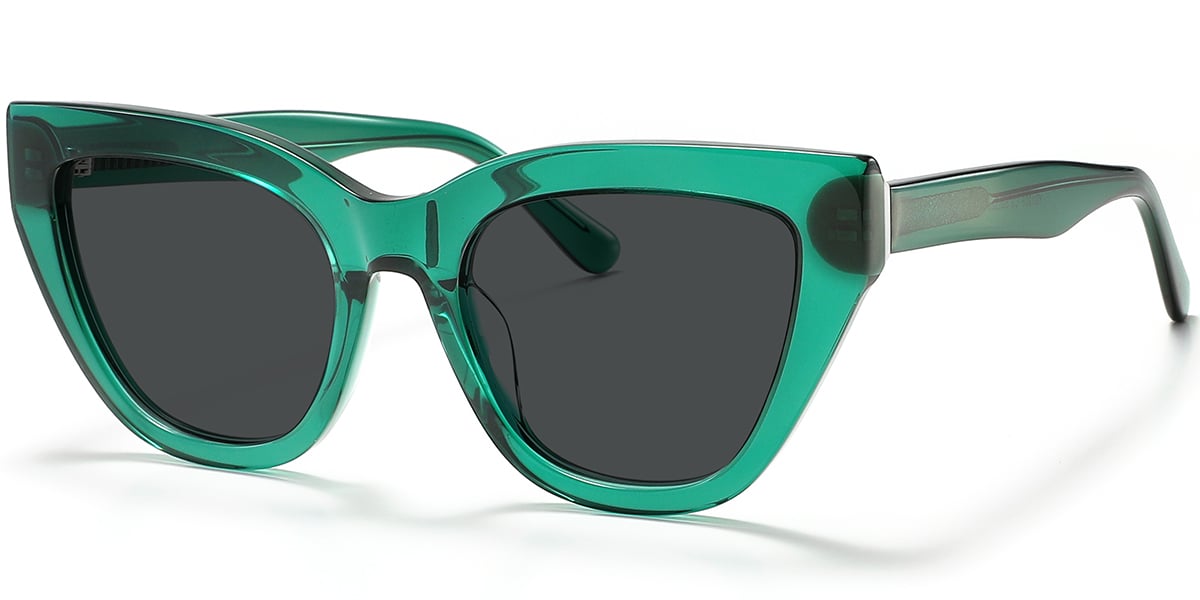 Acetate Square Sunglasses translucent-green+dark_grey_polarized