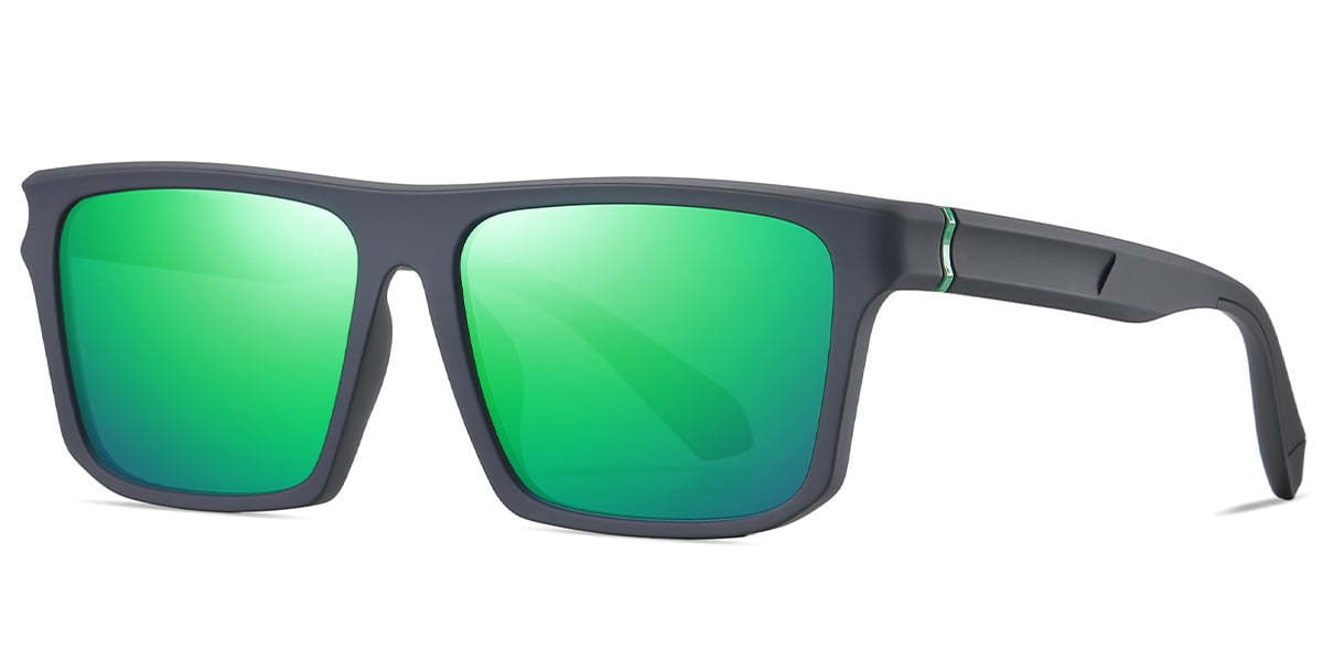 Square Sunglasses grey+mirrored_green_polarized