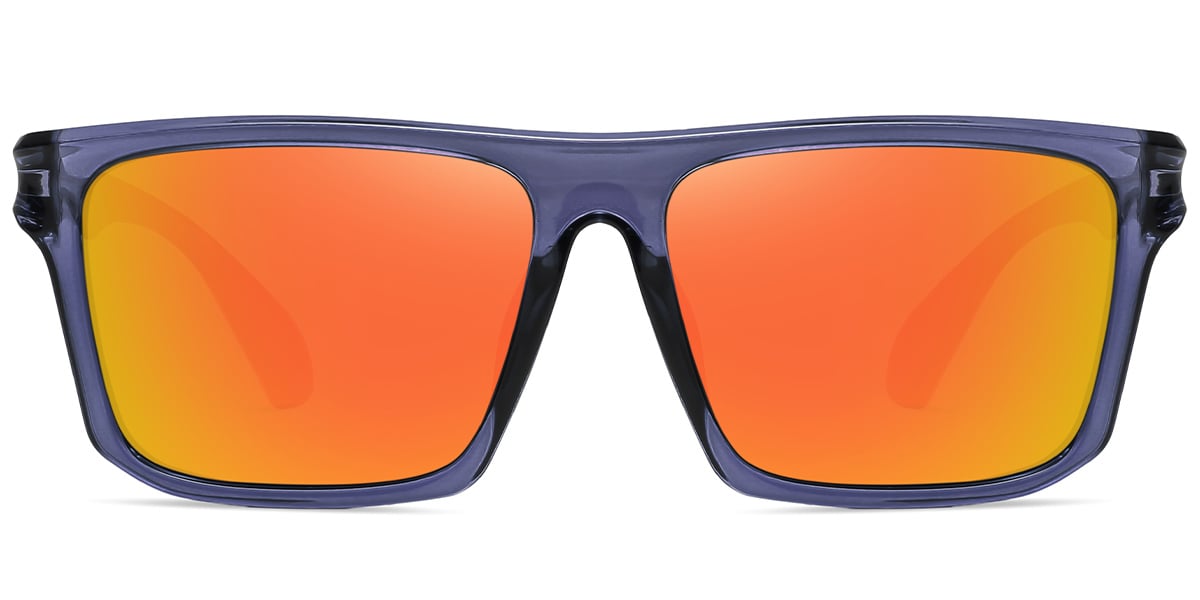 Square Sunglasses translucent-blue+mirrored_orange_polarized