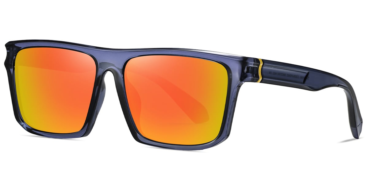 Square Sunglasses translucent-blue+mirrored_orange_polarized