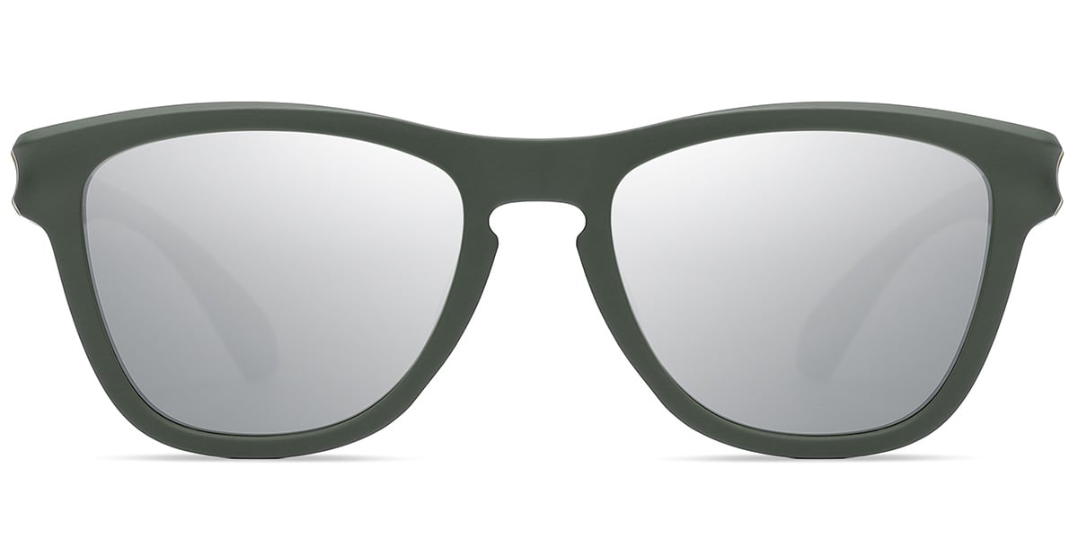 Square Sunglasses green+mirrored_silver_polarized