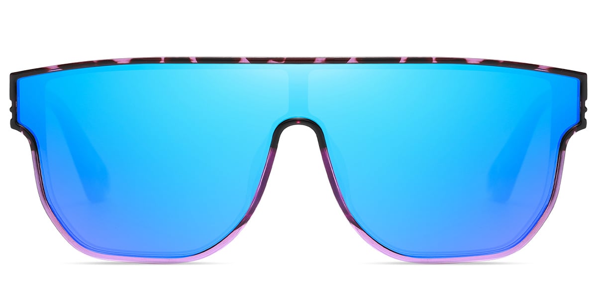 Geometric Sunglasses pattern-purple+mirrored_ice_blue_polarized