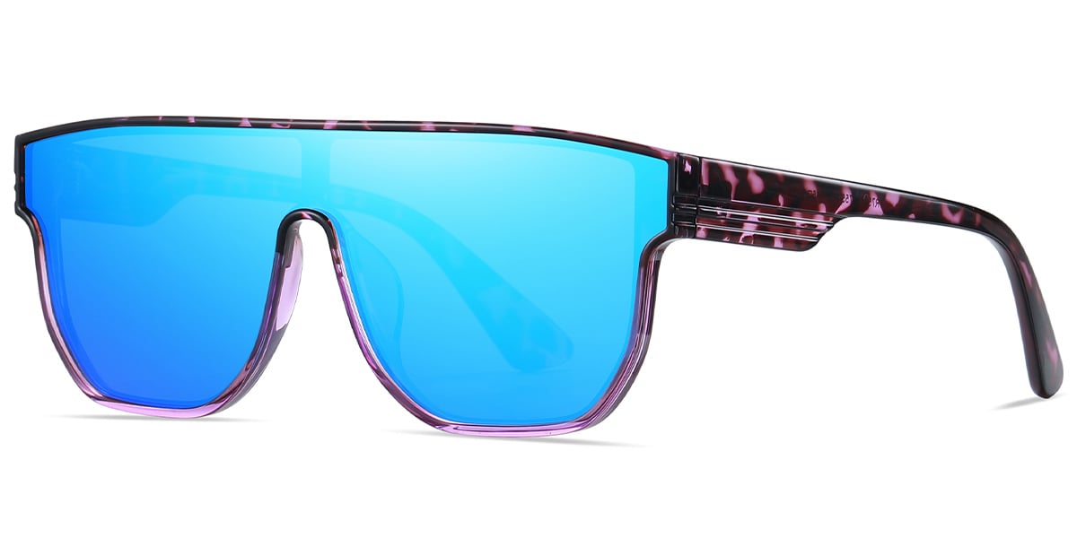 Geometric Sunglasses pattern-purple+mirrored_ice_blue_polarized