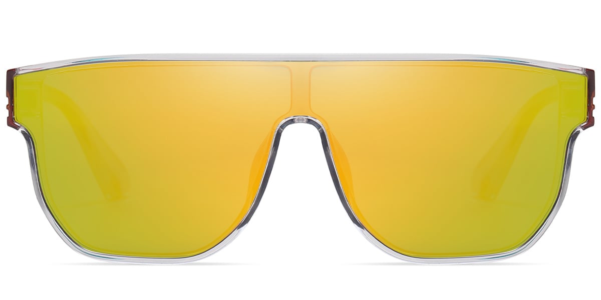 Geometric Sunglasses translucent-light_grey+mirrored_yellow_polarized