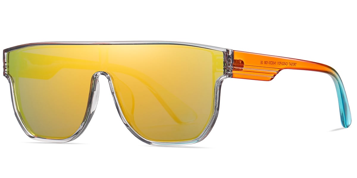 Geometric Sunglasses translucent-light_grey+mirrored_yellow_polarized