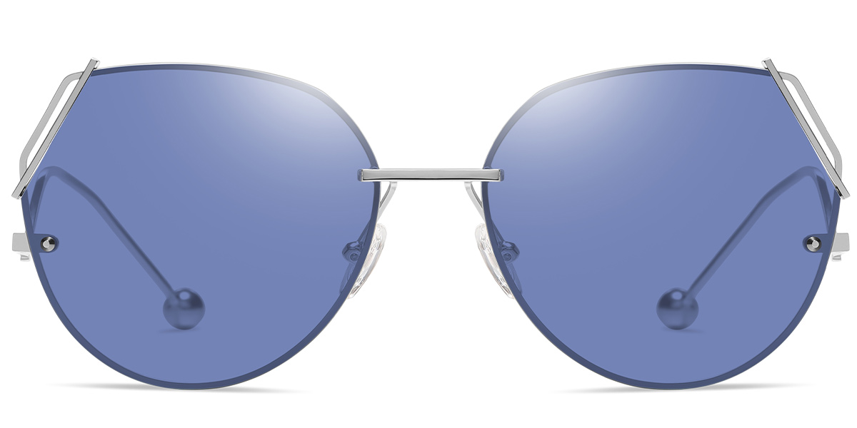 Geometric Sunglasses silver+blue_polarized