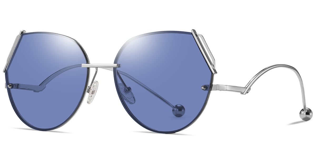 Geometric Sunglasses silver+blue_polarized