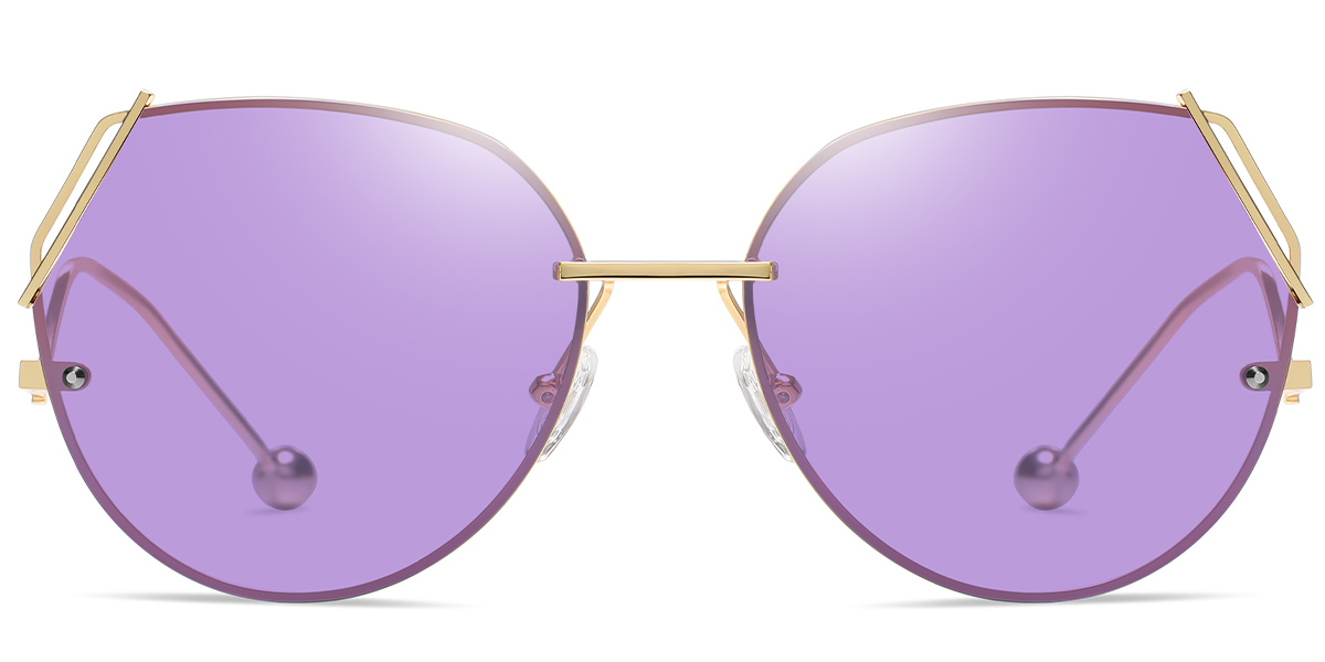 Geometric Sunglasses gold+purple_polarized