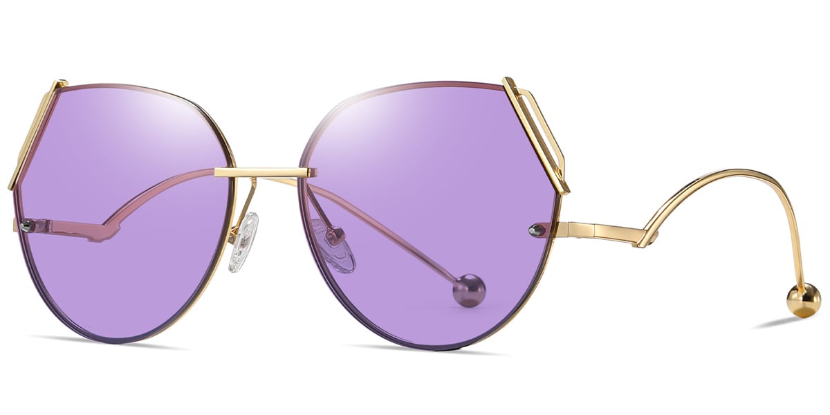 Geometric Sunglasses gold+purple_polarized