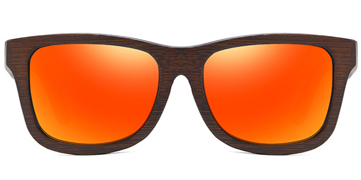 Square Sunglasses wood_texture-brown+mirrored_red_polarized