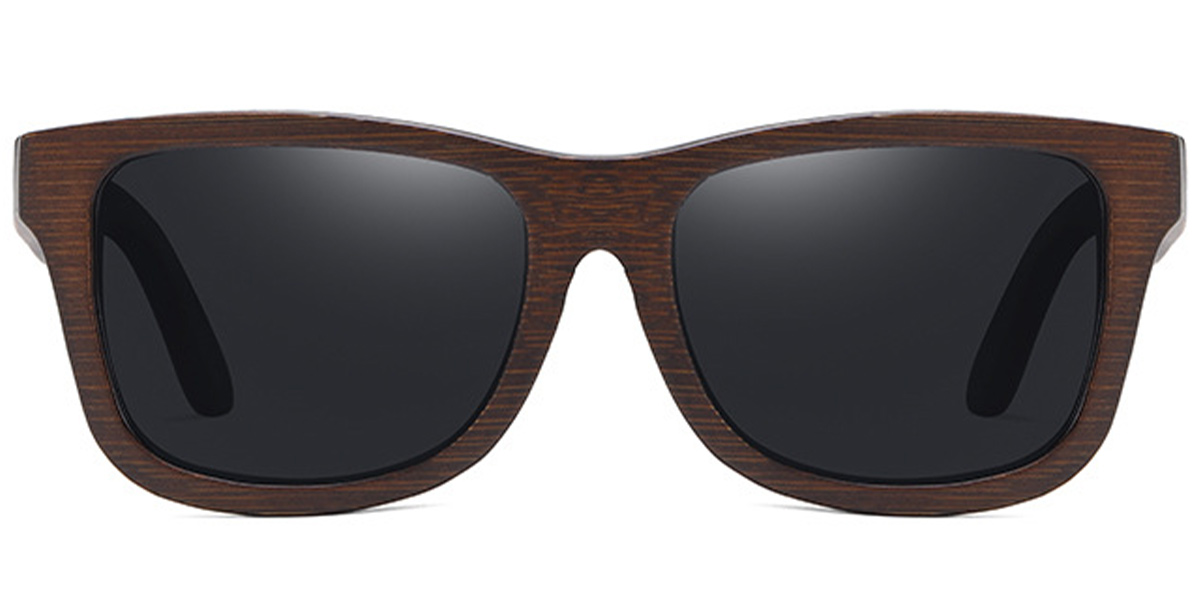 Square Sunglasses wood_texture-brown+dark_grey_polarized