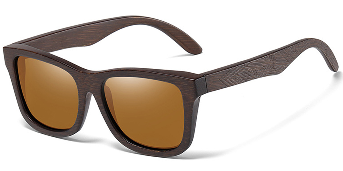 Square Sunglasses wood_texture-brown+amber_polarized