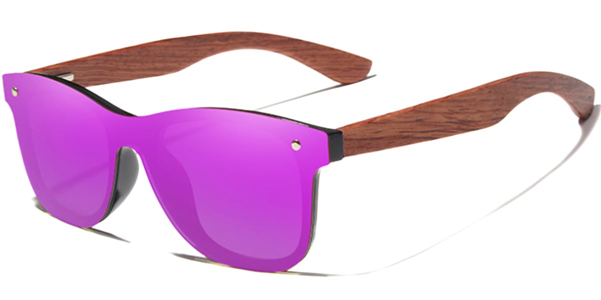 Geometric Sunglasses wood_texture-brown+mirrored_purple_polarized