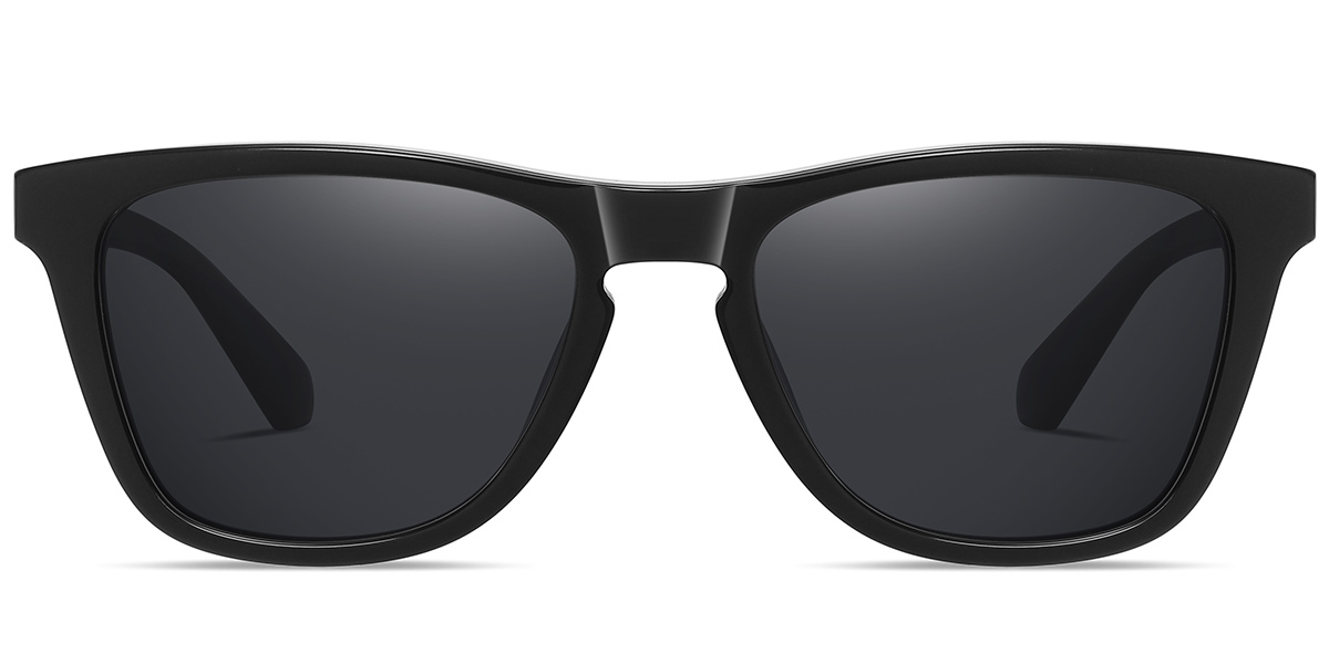 Acetate Square Sunglasses black+dark_grey_polarized