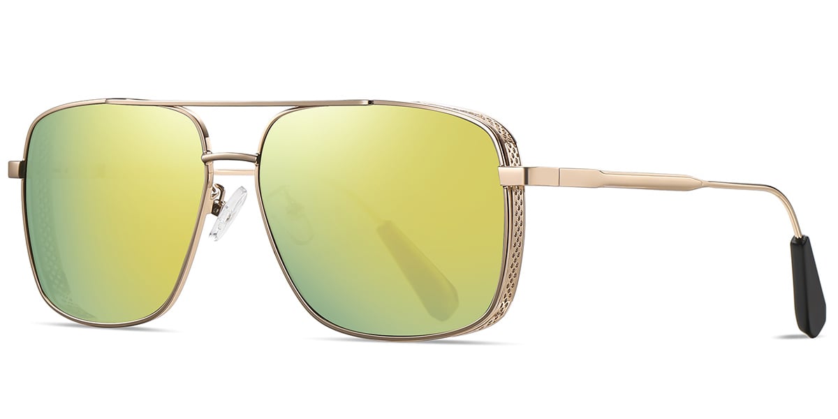 Aviator Sunglasses rose_gold+mirrored_yellow_polarized