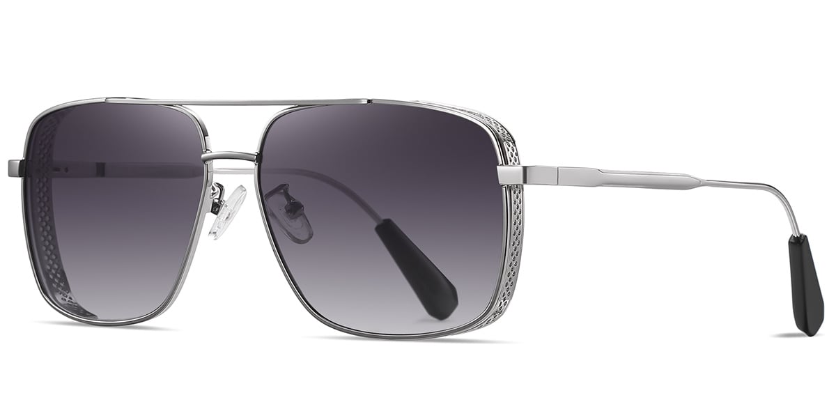 Aviator Sunglasses silver+gradient_grey_polarized