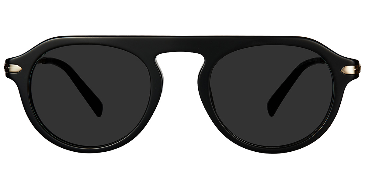 Acetate Oval Sunglasses black+dark_grey_polarized