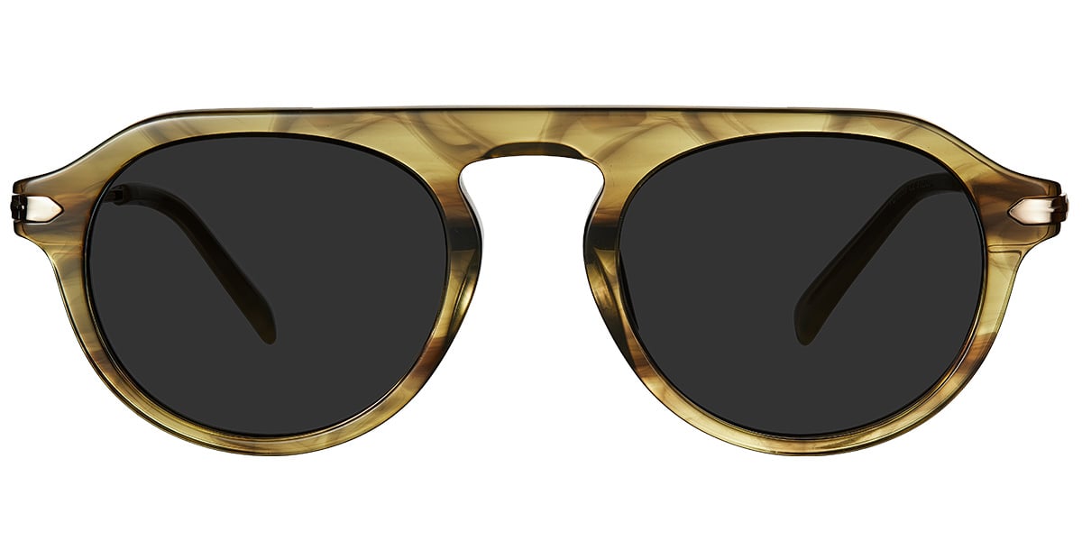 Acetate Oval Sunglasses pattern-brown+dark_grey_polarized