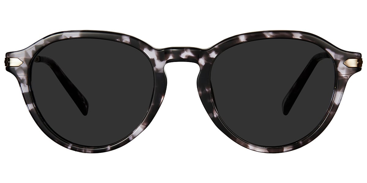Acetate Geometric Sunglasses pattern-black+dark_grey_polarized