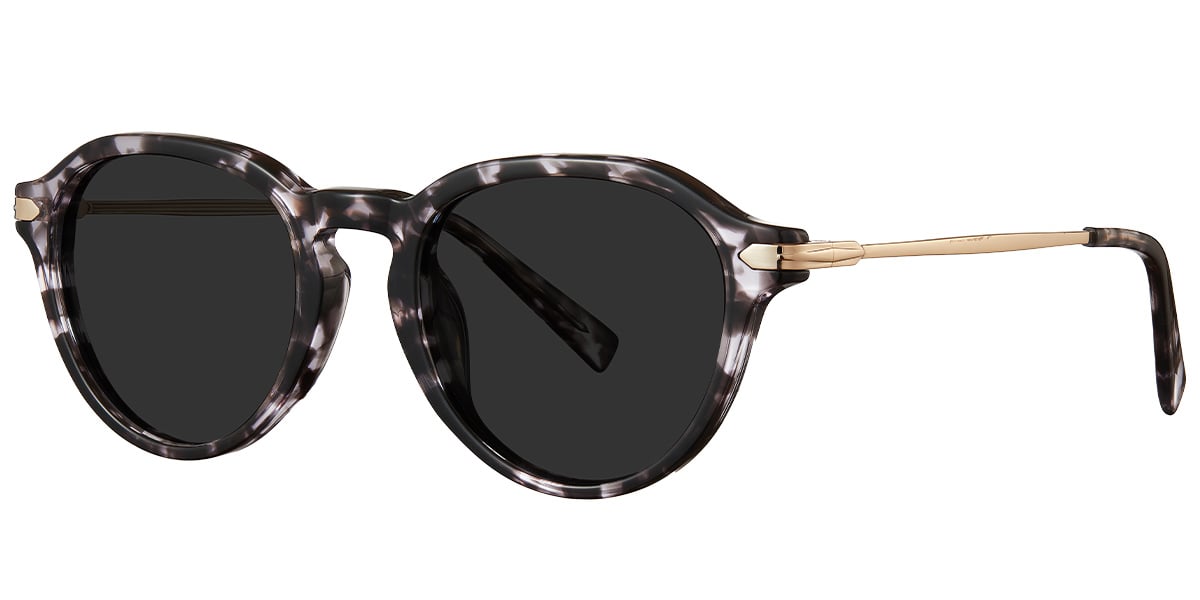 Acetate Geometric Sunglasses pattern-black+dark_grey_polarized