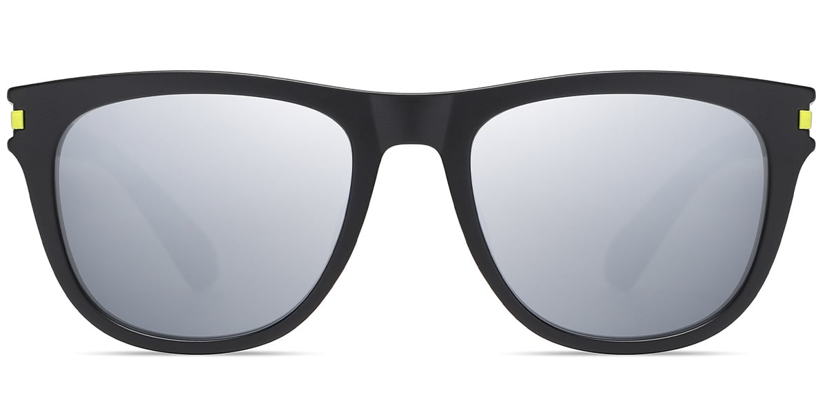 Square Sunglasses matte-black+mirrored_silver_polarized