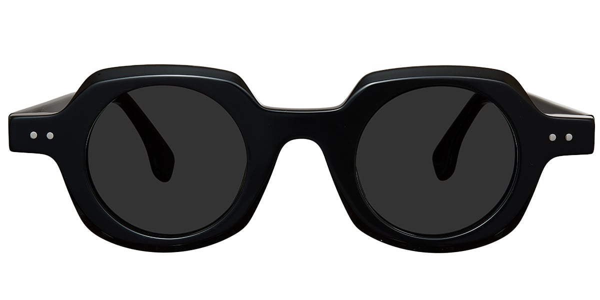 Acetate Geometric Sunglasses black+dark_grey_polarized