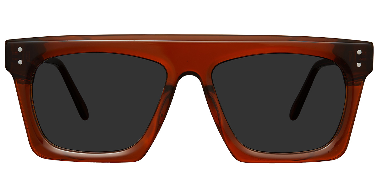 Acetate Square Sunglasses translucent-brown+dark_grey_polarized