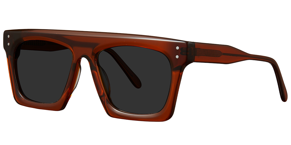 Acetate Square Sunglasses translucent-brown+dark_grey_polarized