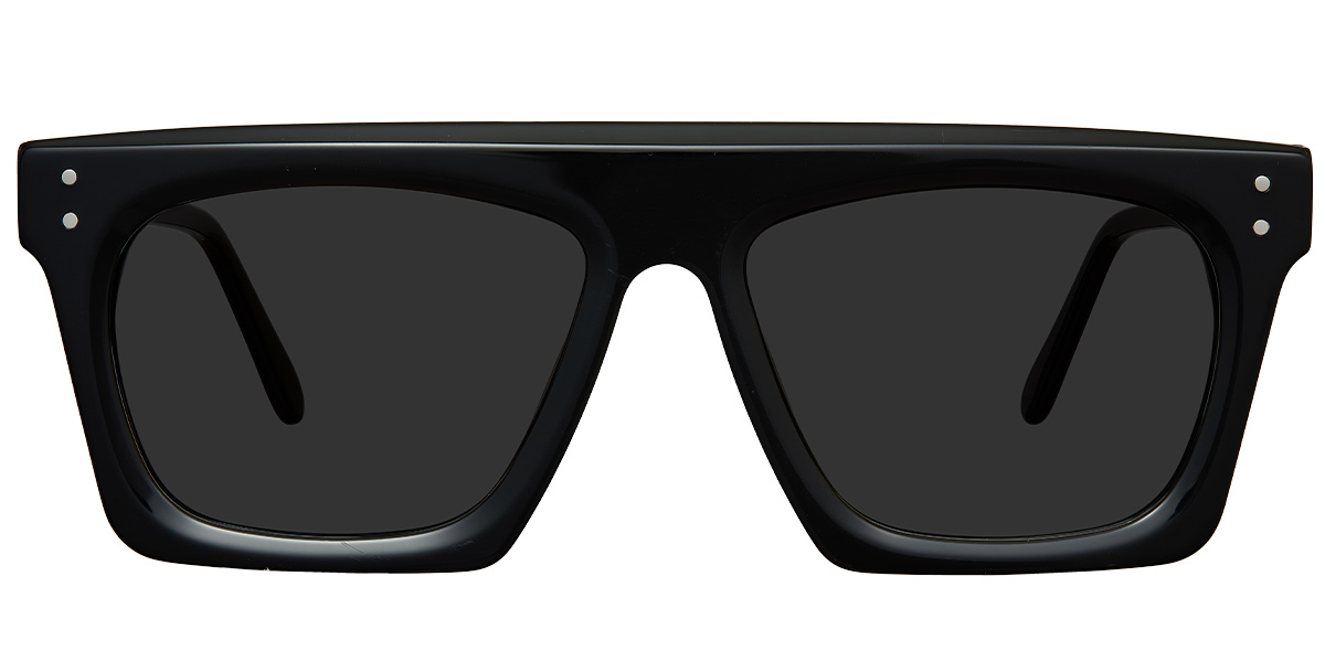 Acetate Square Sunglasses black+dark_grey_polarized