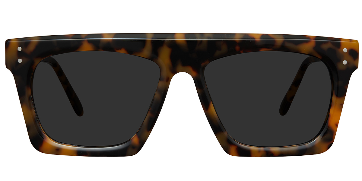 Acetate Square Sunglasses tortoiseshell+dark_grey_polarized