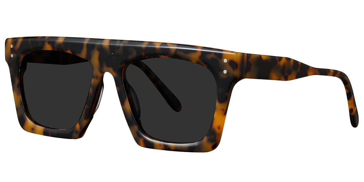 Acetate Square Sunglasses tortoiseshell+dark_grey_polarized