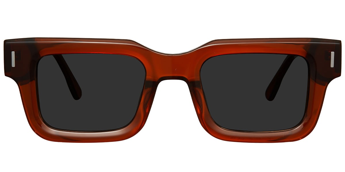 Acetate Rectangle Sunglasses translucent-brown+dark_grey_polarized